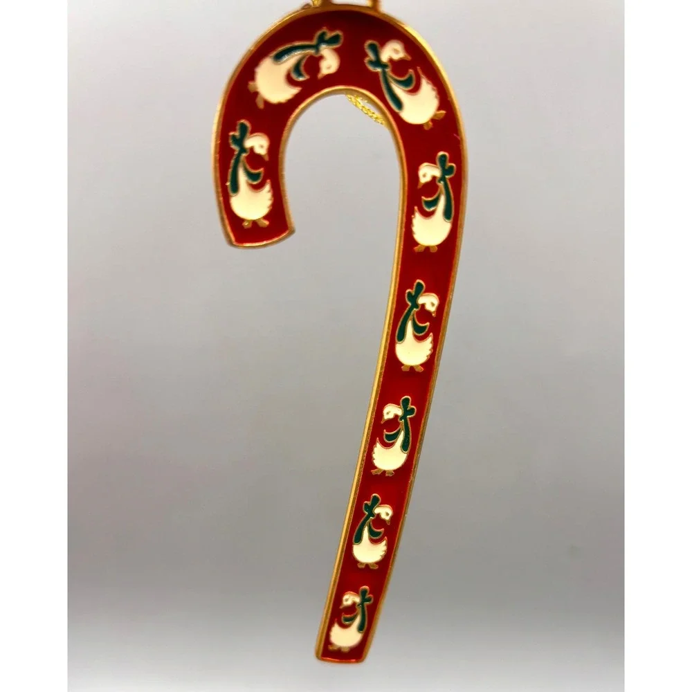 Vtg 1991 Wallace Silversmiths Christmas Goose Candy Cane‎ Ornaments 4 Pc Cottage